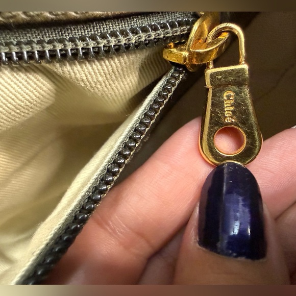 Chloe Handbag Olive Green Leather Bag Purse Kerala Equestrian Gold Hardware - Picture 11 of 13